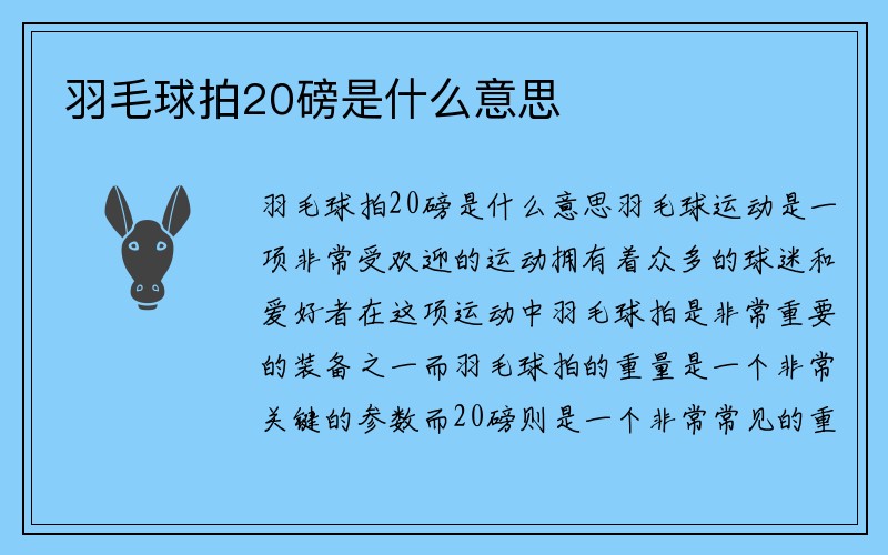 羽毛球拍20磅是什么意思